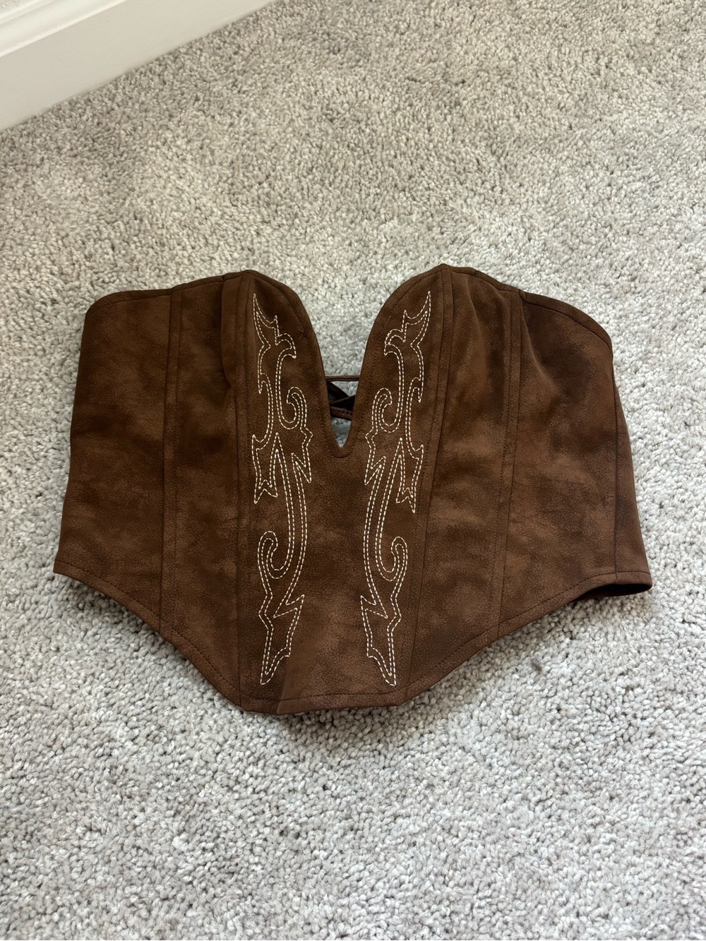 Women's Western Corset Crop Top Faux Leather